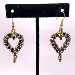 Czech Glass Beaded Heart Pierced Earrings
